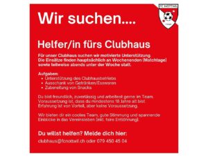 Mehr über den Artikel erfahren Wir suchen Verstärkung fürs Clubhaus!