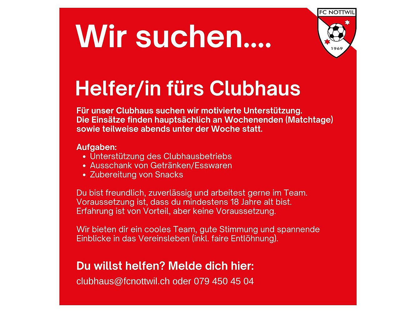 Du betrachtest gerade Wir suchen Verstärkung fürs Clubhaus!
